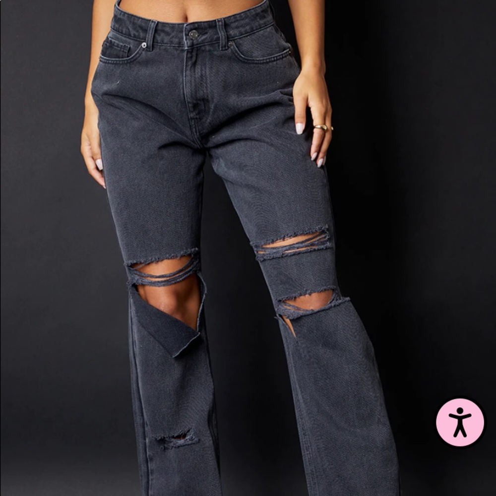 plt washed black baggy ripped boyfriend jeans